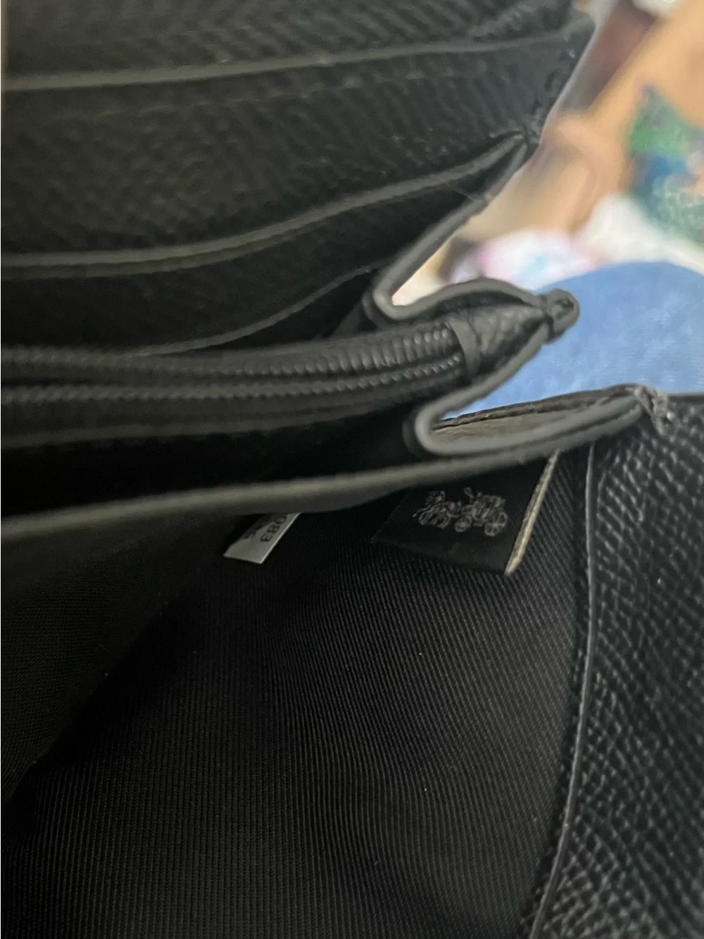 Coach Black Pebbled Leather 3/4 Zip around Wallet